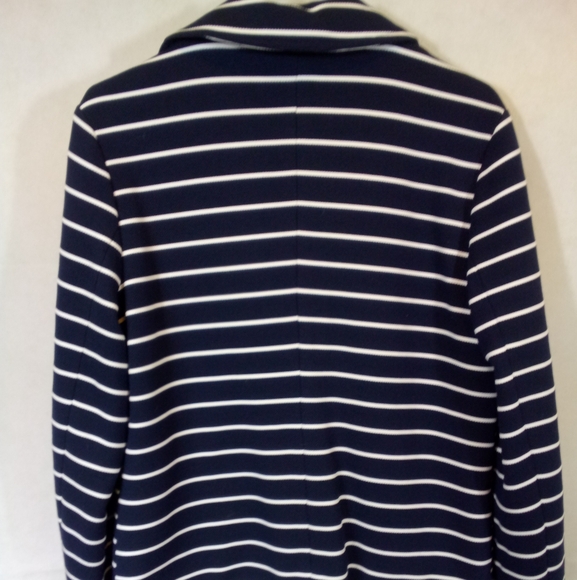 roz & ali Navy White L/S Zip Up Striped Jacket Med - Picture 5 of 6
